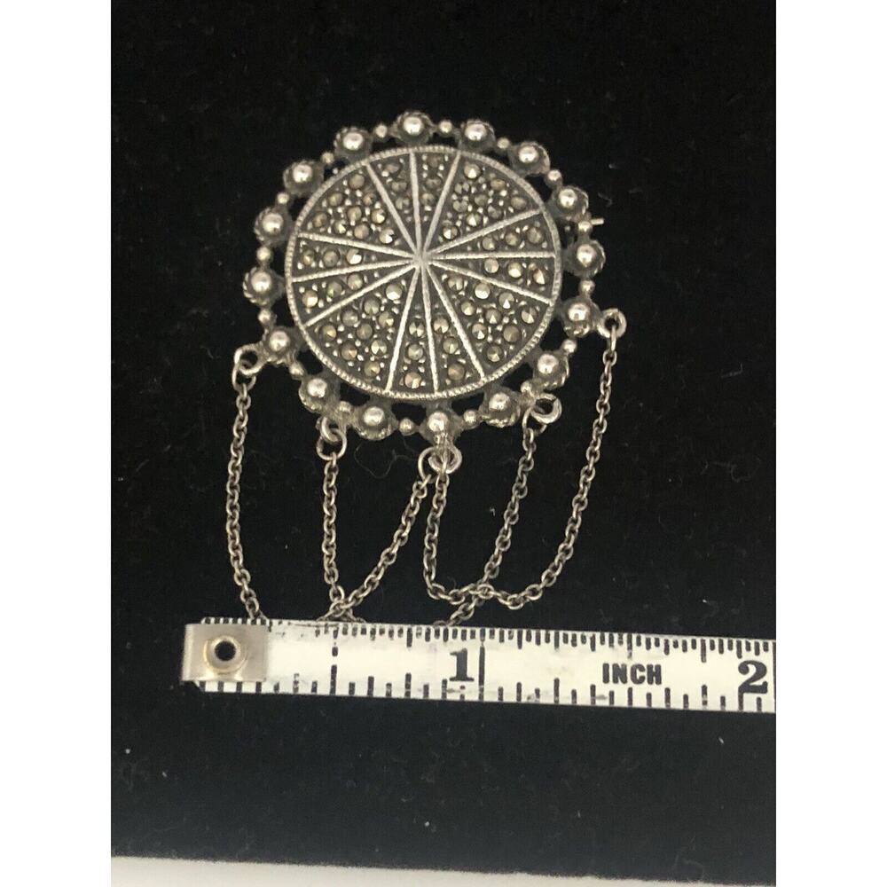 Sterling Silver Judith Jack
Marcasite Dangle Brooch Boho 925 Signed - Picture 5 of 7